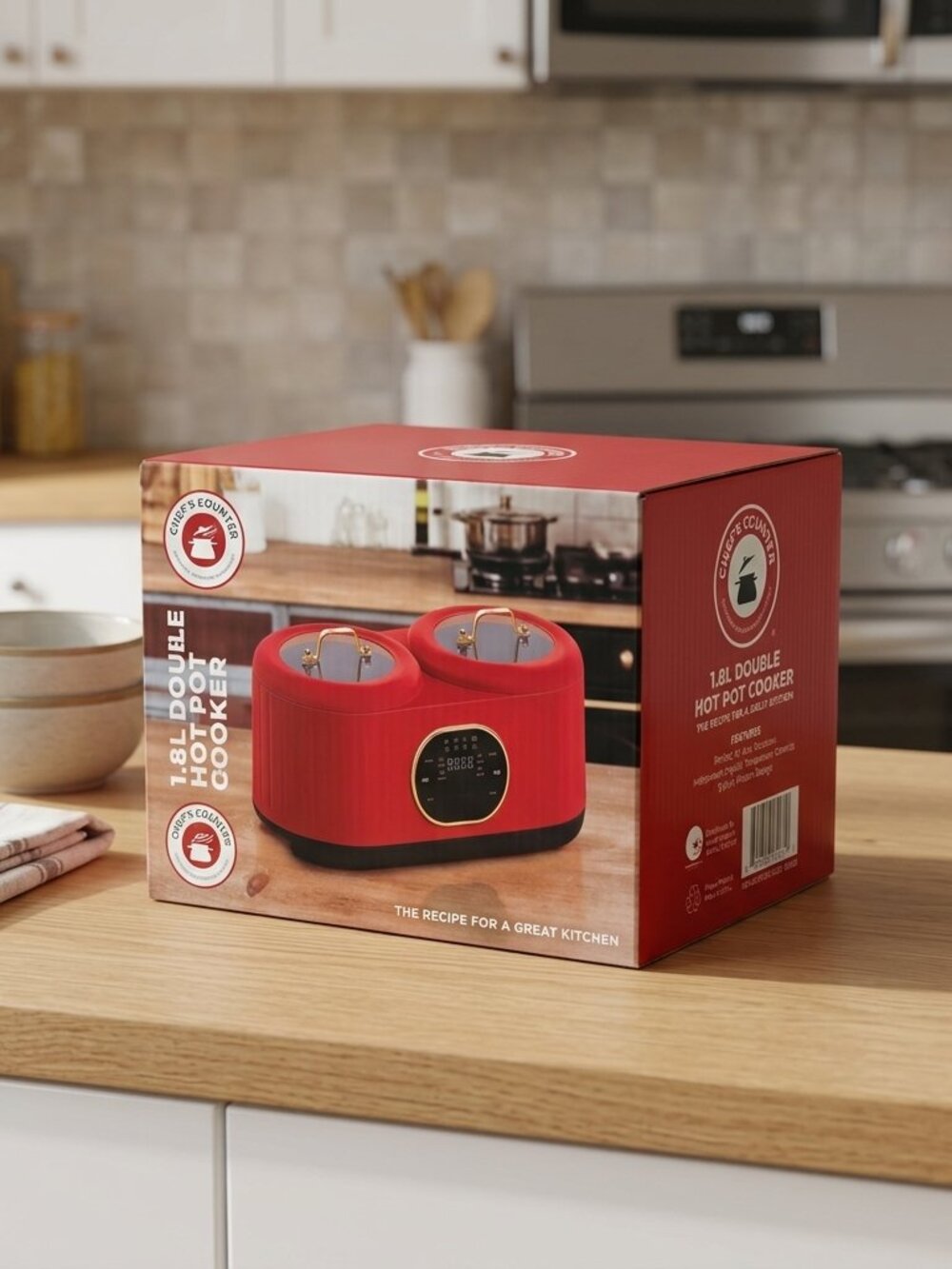 Dual-Compartment 1.8L Electric Hot Pot Cooker - Modern Countertop Slow Cooker - Picture 3 of 6